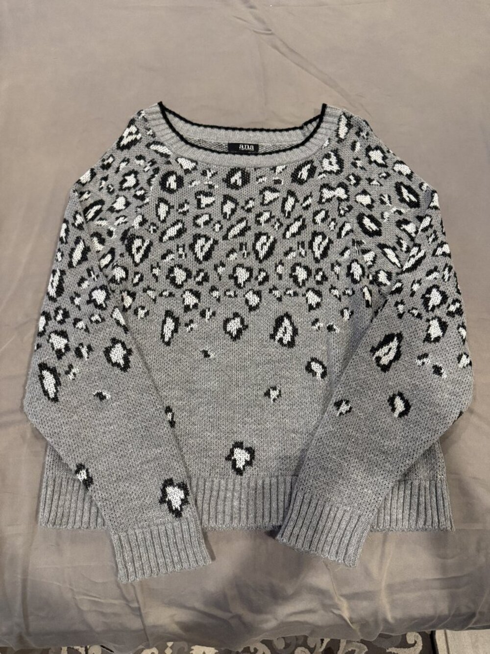 Grey Leopard Print Sweater
